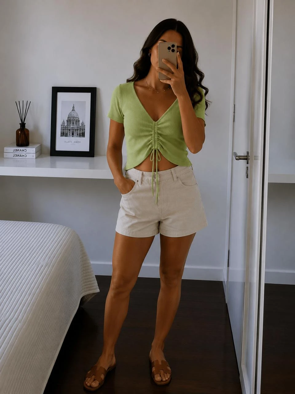 Top court/crop top vert anis Zara